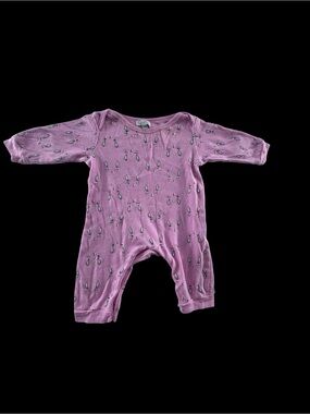 Quiltex  Pink bunny face Printed Long-Sleeve One-Piece